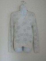 New 3.1 PHILLIP LIM Offwhite Wool Cashmere VNeck Floral Jacquard Knit Sw... - £100.55 GBP