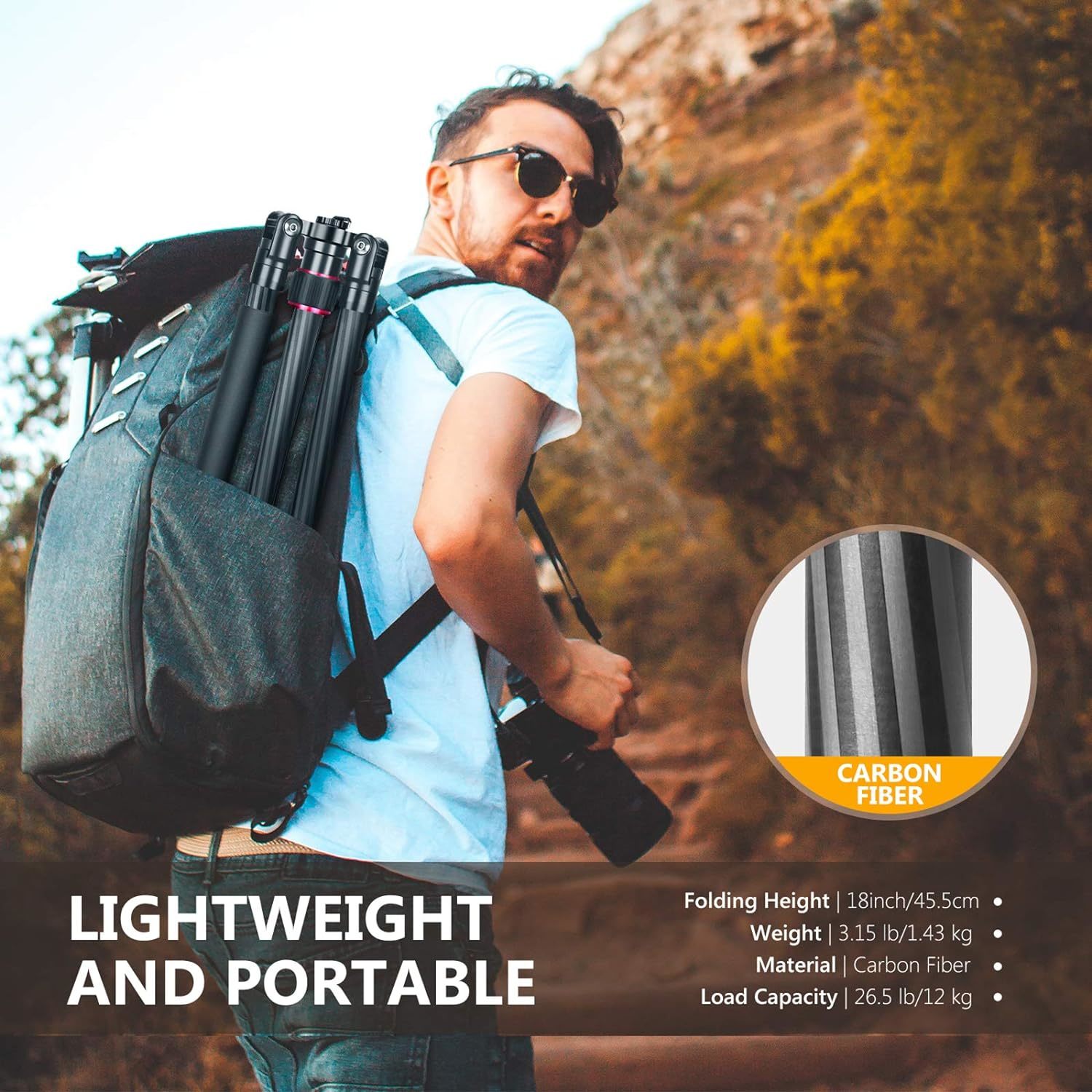 Neewer Carbon Fiber 66 inches/168 centimeters Camera Tripod Monopod