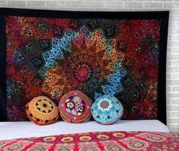 Indian Wall Hanging Tapestry Bed Sheet Psychedelic Tie Dye Elephant Mandala 84&quot; - £14.09 GBP