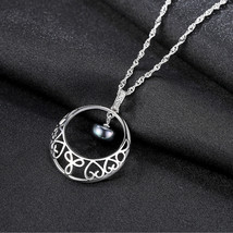 S925 Silver Pendant Necklace Water Wave Chain Silver Freshwater Steamed Bread Be - £18.11 GBP