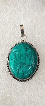 Turchese Agata Gemma Ciondolo Placcato Argento Grande Gioielli - $35.93