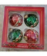 VINTAGE 4 Krebs Christmas Ornaments Blown Glass Red green - €15,95 EUR