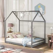 For Kids, Teens, Boys, Or Girls, A Full-Size Wooden House Bed With A Roof Is - £245.80 GBP