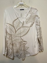 lily by firmiana 2xl Top multicolor white and olive green - $9.94