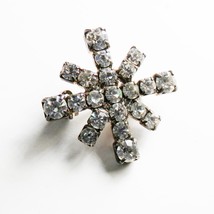 Silvertone Clear Rhinestone Starburst Snowflake Pin Small 1&quot; Costume - $91.95 MXN