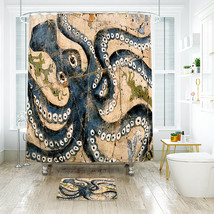 Octopus Shower Curtain Bath Mat Bathroom Waterproof Decorative - £18.49 GBP+
