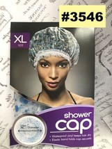 ANNIE SHOWER CAP X LARGE SIZE #3546 WHITE SEE THROUGH WITH BLUE POLKA DOTS - £1.27 GBP