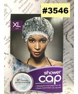 ANNIE SHOWER CAP X LARGE SIZE #3546 WHITE SEE THROUGH WITH BLUE POLKA DOTS - £1.25 GBP
