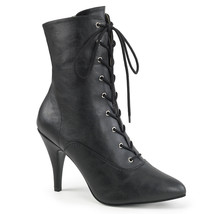 PLEASER DREAM-1020 Women&#39;s Black Lace Up 4&quot; Heel Ankle/Mid Calf Boot Shoes - £64.94 GBP