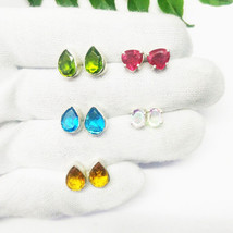 925 Sterling Silver 5 Pairs Stud Earrings Handmade Jewelry Gift For Her - £46.15 GBP