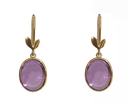  Tiffany&amp;Co. 18K Yellow Gold Amethyst Paloma Picasso Olive Leaf Drop Ear... - £859.16 GBP