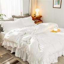 White Cotton Ruffled Duvet Cover, Bohemian Comforter Cover Quilt Cover B... - £47.18 GBP+