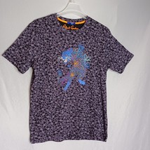 Robert Graham Shirt Mens Large Lavender Floral Blue Panther Short Sleeve... - $793.04 MXN