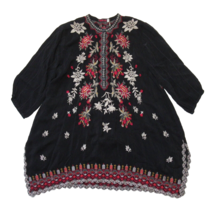 NWT Johnny Was Luna Tunic in Black Floral Embroidered Henley Blouse Top S $275 - £120.25 GBP