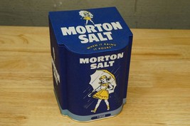 Vintage Kitchen Tin Metal Morton Salt Box Advertising Retro 1965 Style 5.5&quot; - $350.14 MXN