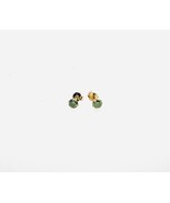 0.20ctw Round Fancy Green Diamond Basket Push Back Stud Earrings 14K Yel... - $178.18