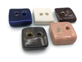 5Pcs Handmade Ceramics Sewing Buttons, Assorted Square 20 mm Artisan But... - £21.71 GBP