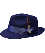 Men Bruno Capelo Fedora Hat Wool 100% Fine Australian Wool Marco MC941 Navy - £52.63 GBP