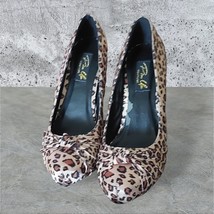 Pleaser Pin Up Couture Leopard Print Platform Stiletto Pumps Women&#39;s Size 6 GUC - £22.73 GBP
