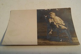 015 Vintage RPPC Kid Boy Sitting In Chair Photo Postcard Unused - £3.90 GBP