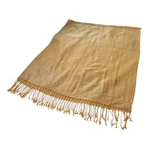 D&amp;Y Pashmina Scarf Gold Paisley Fringe Wrap Shawl 68x26 - $16.20