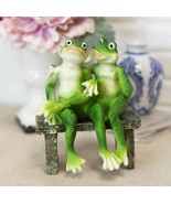 Rainforest Romantic Frog Couple Lovers Sitting On Park Bench Decor Figur... - $32.79 CAD