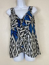 Nicole Miller Womens Size XS Abstract Mosaic Ruffle V-neck Blouse Sleeve... - $7.20
