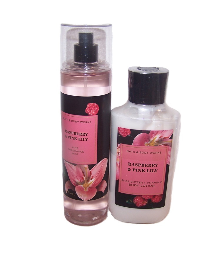 Raspberry & Pink Lily Lotion & Fragrance Mist Bath & Body Works 2 Piece Set