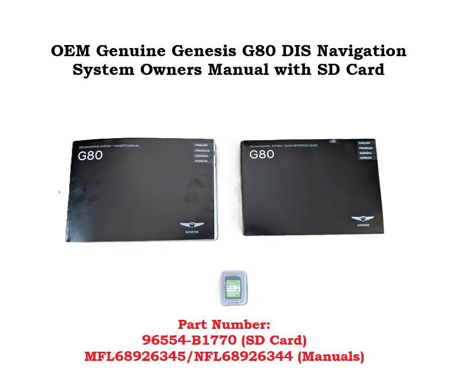 Genesis G80 DIS Navigation System Owner&#39;s Manual Quick Guide Map SD Card - $89.09