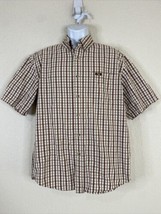 Carhartt Men Size M Brown Check Button Up Shirt Short Sleeve Pocket - £6.65 GBP