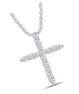 Lab Grown Floating Diamond Cross Necklace Pendant - £287.00 GBP