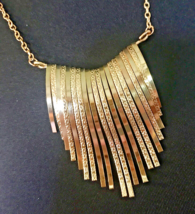 New Gold Tone Fringe Necklace With Rhinestone Stud Earrings 12 Inch Drop - £10.90 GBP