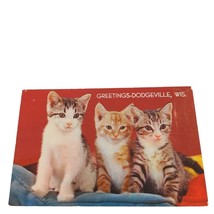 Postcard Three Little Kittens Greetings Dodgeville Wisconsin Chrome Unposted - £5.41 GBP