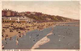 Bournemouth Dorset Uk East Cliff &amp; Sands~Salmon Gravure Style Postcard 1920s - £8.81 GBP