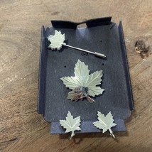 Vintage Sterling Silver Bond Boyd Signed Maple Leaf Clip Ons, Hat Pin, &amp;... - $530.72 MXN