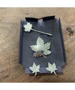 Vintage Sterling Silver Bond Boyd Signed Maple Leaf Clip Ons, Hat Pin, &amp;... - $526.34 MXN