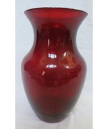 Libbey Ruby Red Glass 8 in. Flower Vase Blown Glass - £11.79 GBP
