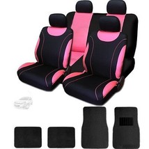 For Chevrolet New Flat Cloth Black and Pink Car Seat Covers With Mats Set - £36.28 GBP