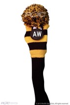 Tour AW Hybrid Black &amp; Yellow Golf Headcover Knit Pom Pom Classic Head Cover - £12.56 GBP