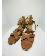 Jelly Pop Women’s Size 10M Block Heel  Strappy Sandals Brown Leather Zip Up - $16.39