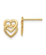 14K Yellow Gold Double Heart Post Earrings - $187.91 CAD