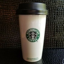 Starbucks 2009 Travel Tumbler 12 oz White Ceramic Mermaid Siren Logo Loc... - $28.98