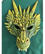 Adult Halloween Green Dragon Face Mask w Elastic Band 9 x 9&quot; Unmarked Co... - $20.84 CAD