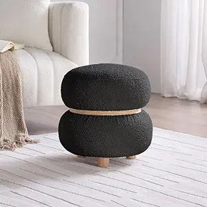 Round Ottoman With Soft Padded Seat, Multifunctional Vanity Chairs For M... - £157.76 GBP