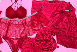 Victoria&#39;s Secret 34DD Reggiseno Set + L Mutandine + Giarrettiera Gonna + Rosso - £199.39 GBP