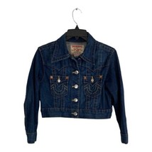 True Religion Womens Jacket Adult Size Medium JIMMY CROP Long Sleeve Denim - £47.03 GBP