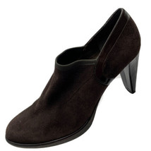 SH9 Stuart Weitzman 6.5 Brown Suede Closed Toe Mule High Heel Patent Accent - $20.30