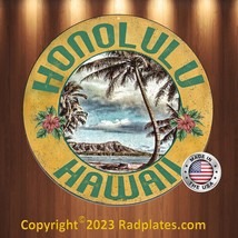 Honolulu Oahu Hawaii Vintage Replica Aluminum Metal Sign 12&quot; Round - £15.54 GBP