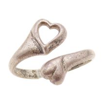 925 Sterling Silver Vintage Ring Minimalist Love Heart Bypass  Sz 5.5  R... - $32.34