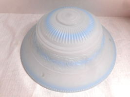 Ceiling Light Hang Shade Globe Art Deco 3 Hole Light Blue Frosted Floral Scallop - £30.04 GBP
